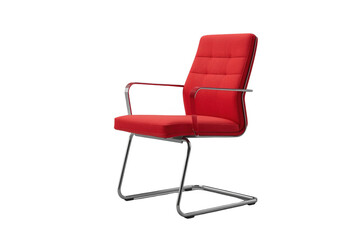 Obraz premium Delicate versatile red cushioned cantilever office chair product cutout