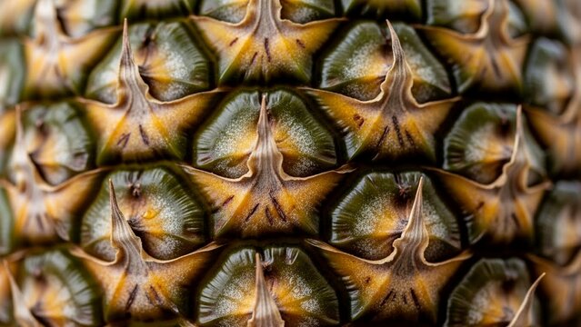 Detailed texture of a ripe pineapple skin close up