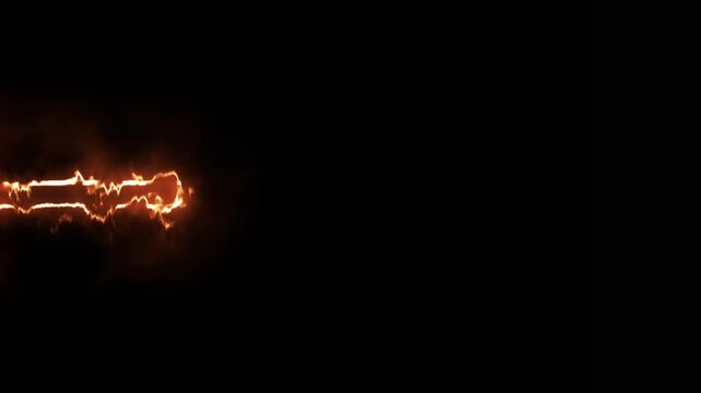 Abstract fiery red glowing arrow shape isolated on a dark background