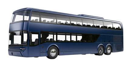 Isolated contemporary blue double-decker coach bus for city tours and public transport © Cian