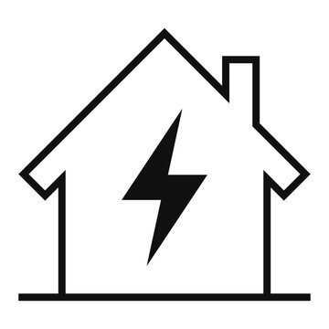 Hollow House Lightning Bolt Outline Icon