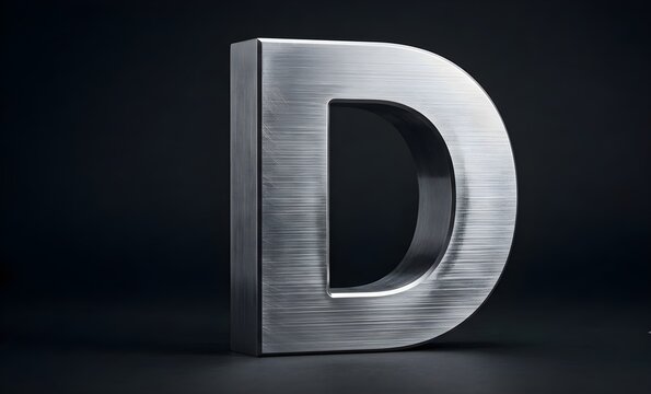 Brushed Silver Metal Letter D