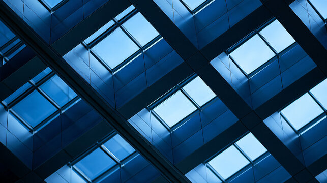 Geometric Skylight Windows in Modern Architectural Ceiling