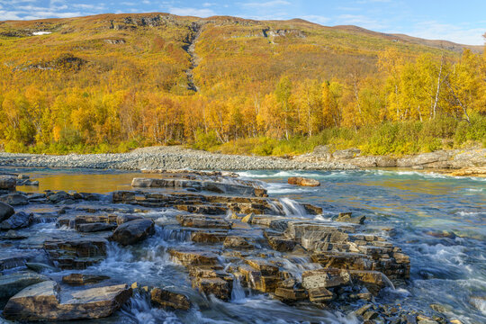 Abisko river in autumn season