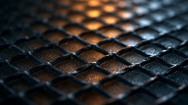 Metal Mesh Grid Texture with Industrial Lighting