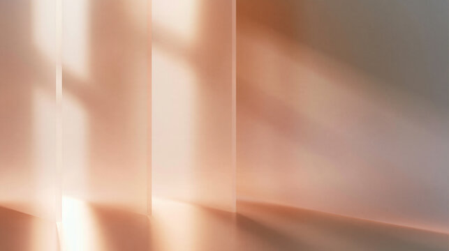 Minimalist Aesthetic Background with Warm Sunlight and Frosted Glass Panels