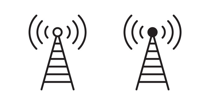 Broadcast icon flat outline in black