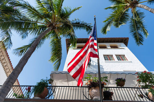 National waving flag of united states on wind. Independence day. Patriotic symbol. American Flag for Memorial Day or 4th of July. American flag waving in the wind. Flag of the USA
