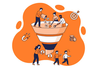 Fototapeta premium Business Sales Funnel Concept - Lead Generation and Customer Acquisition