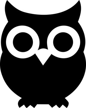 World Animal Day black owl silhouette vector icon with bold minimalist flat design style for print