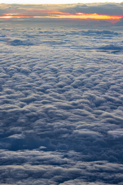 Altocumulus undulatus cloud in a morning over Japanese sea.