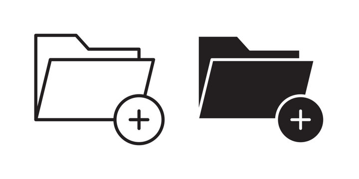 Create folder icon flat outline in black
