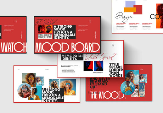 Modern Mood Board Presentation Template with Bold Typography and Fashion Editorial Design