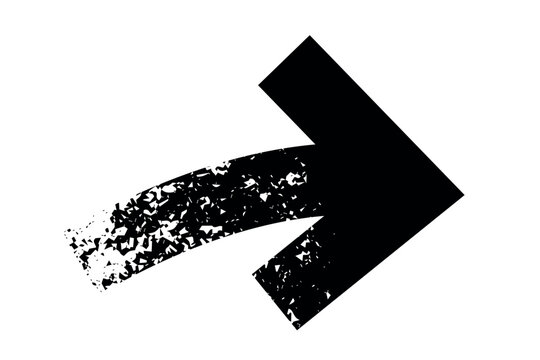 Diagonal arrow vector icon pointing up and right with black textured grunge effect. Isolated vector illustration of a growth pointer symbol, ideal for UI, charts, web design