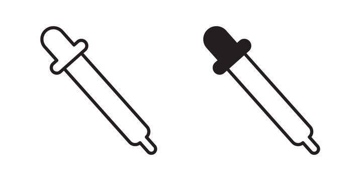 Eye dropper icon flat outline in black
