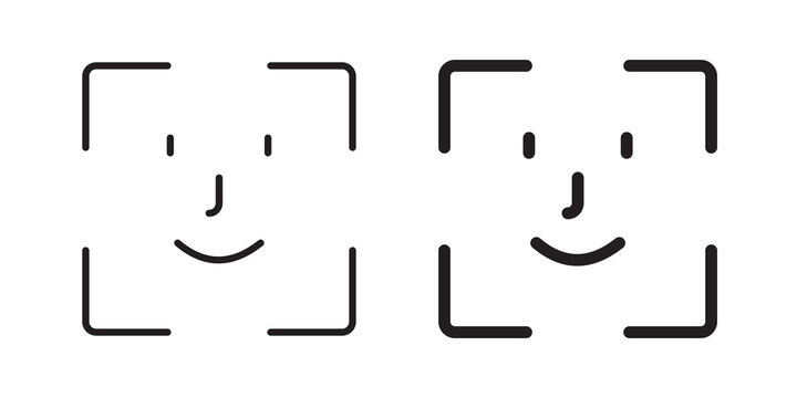 Face id icon flat outline in black