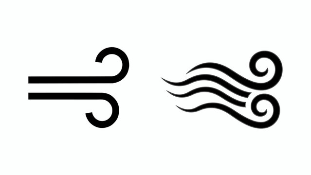 Minimalist wind direction and breeze symbol graphic design illustration