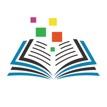 Logo design combining book and digital pixels, modern design vector.