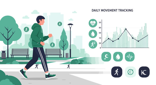 Person Tracking Daily Fitness Steps Outdoors.