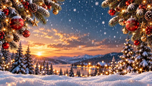 christmas tree in the snow