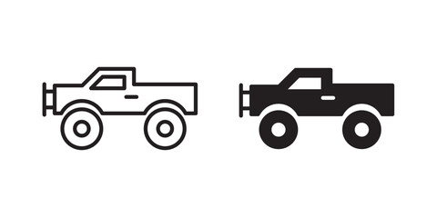 Monster truck icon flat outline in black © iconic