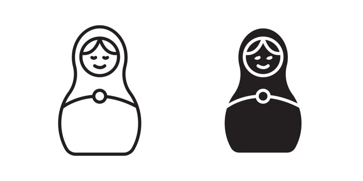 Nesting dolls icon flat outline in black