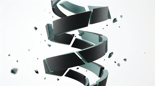 Fractured geometric helix design with shattered glass effect and dynamic lighting