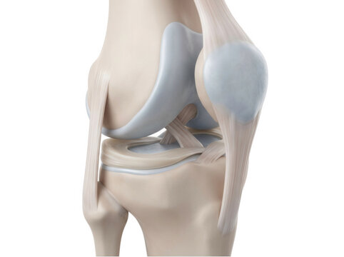 Anatomical structure of human knee meniscus and cartilage isolated on transparent background for orthopedic diagnostics