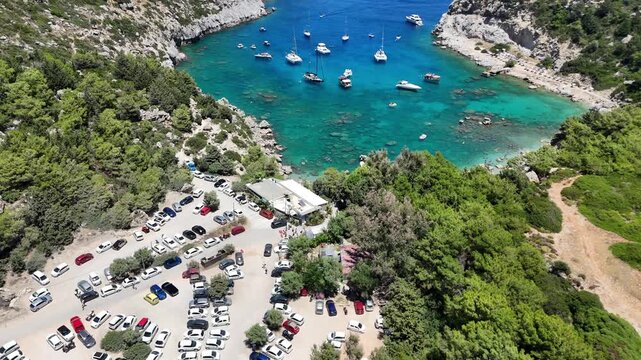 Rhodos Anthony Quinn Beach Drone Fly Over Quality 4K