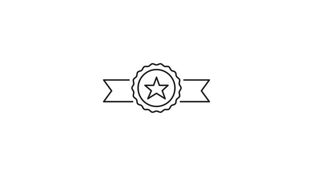 Award Ribbon With Star Animated Icon With Alpha Channel. Achievement, Excellence, And Recognition Motion Graphic. Perfect For Certificates, Awards, And Honors. On Transparent Background