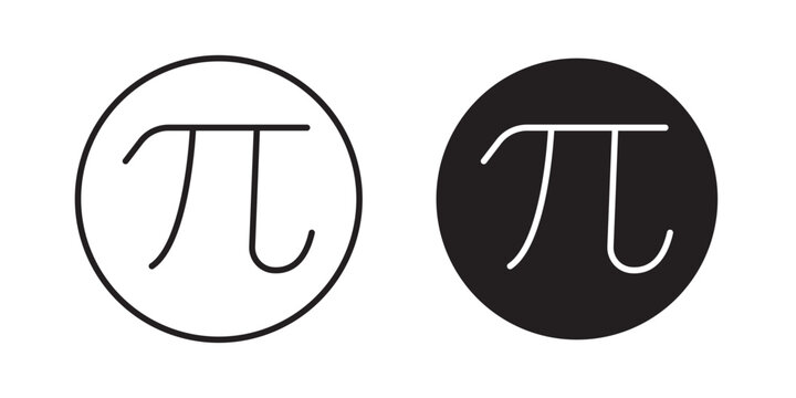 Pi icon flat outline in black