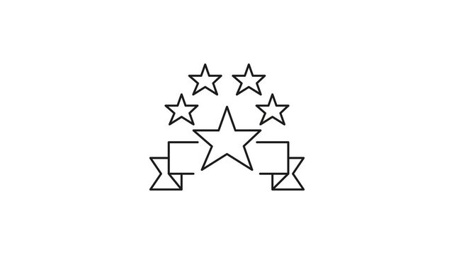 Star And Ribbon Award Animated Icon With Alpha Channel. Achievement, Excellence, And Recognition Motion Graphic. Perfect For Celebrating Success And Honor. On Transparent Background