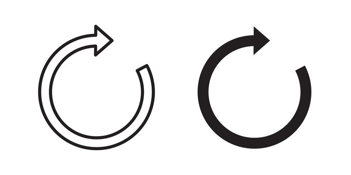 Reset icon flat outline in black