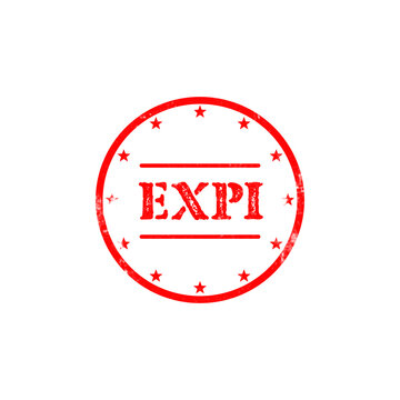 Red EXPI stamp over gray transparent background, official document seal for expiration or records.