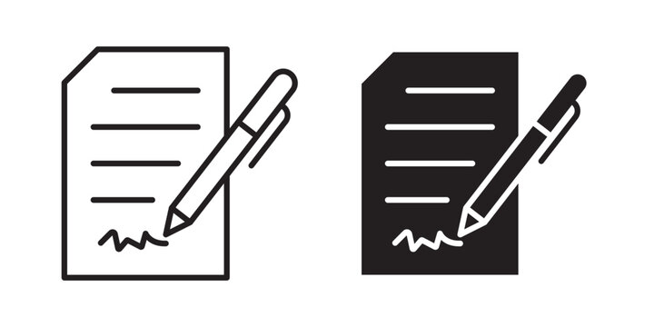 signature file icon flat outline in black