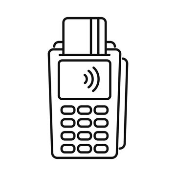 POS Payment Terminal Outline Icon for Contactless Banking