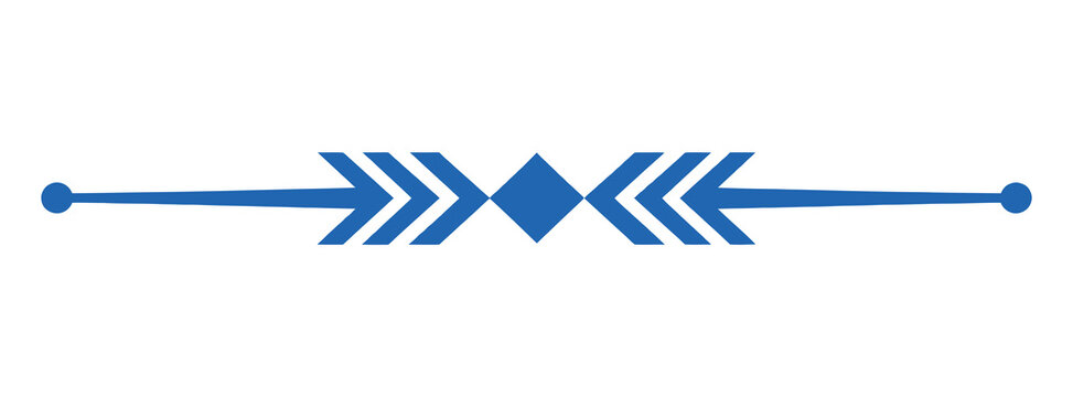 Divider illustration in blue with chevron shapes, Transparent PNG element, for design accents