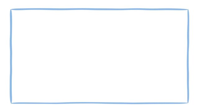 Hand drawn blue doodle rectangle frame outline border sketch