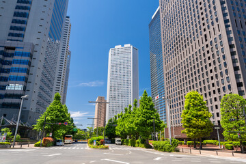 新宿副都心に立ち並ぶ高層ビルとオフィス街の風景  © JAPAN SKYLINE