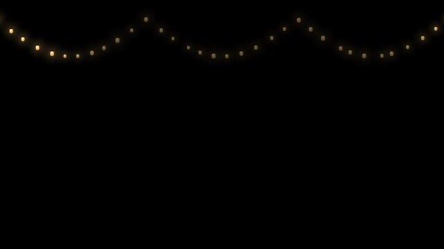 Golden Christmas Garland Lights 4K Seamless Loop with Alpha Channel	