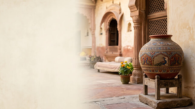 Historical courtyards with ornate pottery and traditional architectural details capturing cultural craftsmanship in a serene