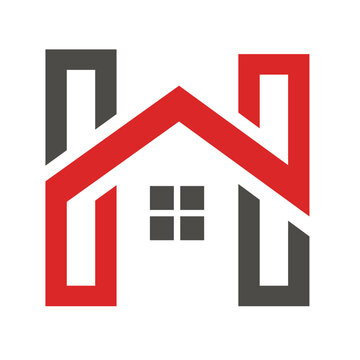 Abstract vector logo combines house and the letter H logo design