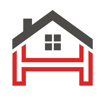 Abstract vector logo combines house and the letter H logo design