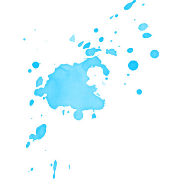 Blue paint splash with dripping brush grunge texture