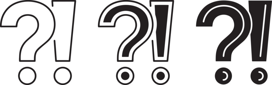 Question Mark and Exclamation Point Icons, Punctuation Symbols, Graphic Elements