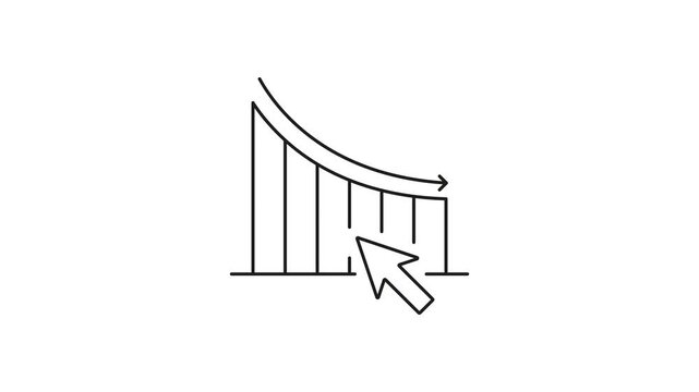 Declining Graph With Cursor Animated Icon With Alpha Channel. Financial Analysis, Market Trends, And Data Visualization Motion Graphic. Business Performance Tracking. On Transparent Background