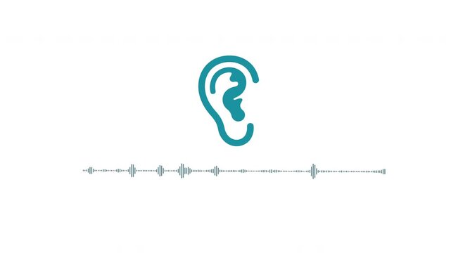 Ear icon with a sound wave audio frequency line