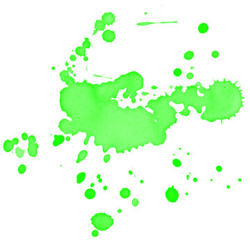 Green paint splash with dripping brush strokes