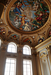 Obraz premium Classical art and cultural heritage, ornate ceiling fresco with mythological figures in a historic palace interior with architectural molding and windows