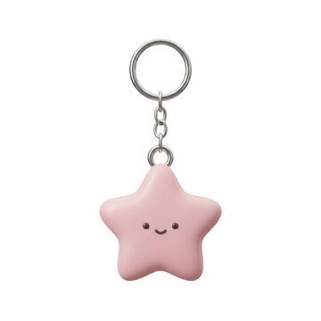 Cute star keychain isolated on white background